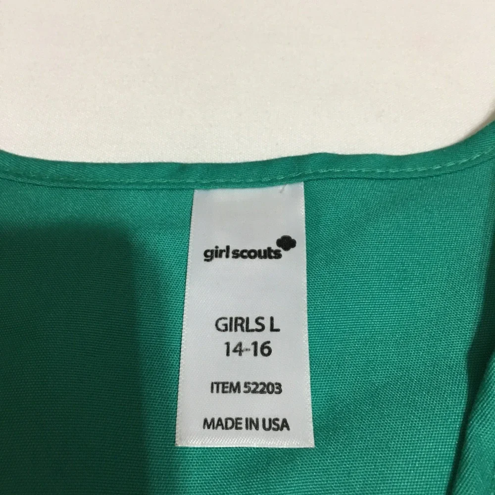 Girl Scouts Uniform Vest Kids Large Green Patches Insignia